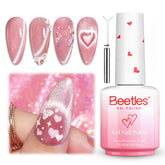 Beetles Heartbeam Pink Cat Eye bottle showing romantic pink shimmer for chic nails