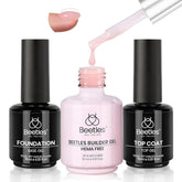 Beetles Hema Free Pink Builder Gel bottle for durable nail extensions.