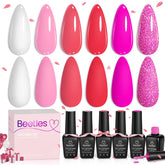 Beetles hot pink gel polish set offers vibrant color with long-lasting shine.
