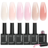 Beetles Jelly Gel Polish Set color swatches in peach tones for a delicate manicure