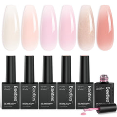 Beetles Jelly Gel Polish Set color swatches in peach tones for a delicate manicure