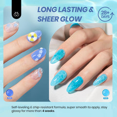 Beetles Jelly Gel Nail Polish Set lake blue shade for a soft look.
