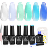 Beetles Jelly Gel Nail Polish Set swatches show vibrant summer colors.