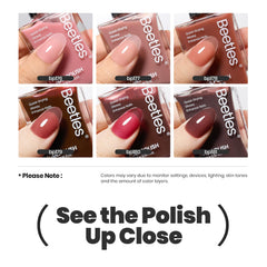Beetles Jelly nails showcasing a polished translucent pink manicure.