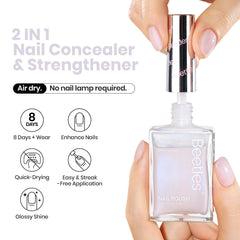 Beetles Jelly White Nail Polish brush-stroke showing quick-dry application on nails