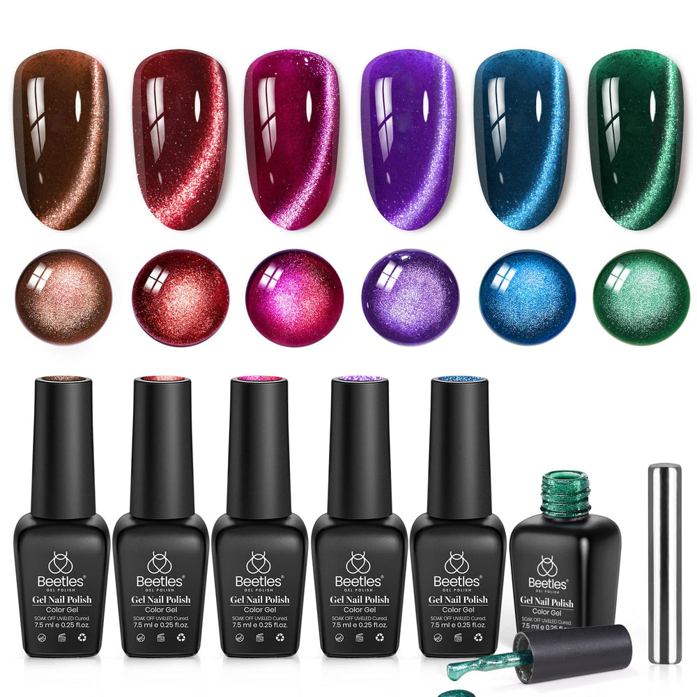 Beetles Jewel Parade red cat eye gel polish with magnetic sparkle for party-ready nails