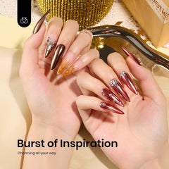 Beetles metallic chrome powder in brown shade adds rich depth.