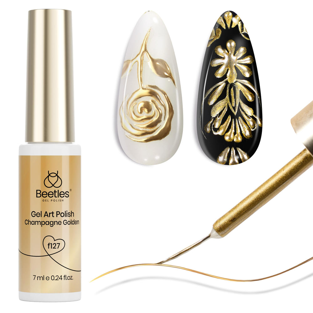 Beetles Metallic Gold Gel Liner used for elegant French tips with metallic glow