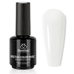 Beetles Milky White Rubber Base Gel Polish bottle showing thickening base for natural nails.