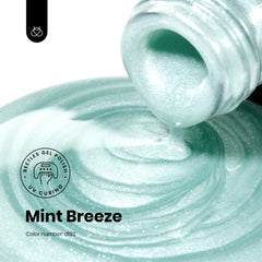 Beetles Mint Green Gel Polish shimmer pearlescent swatch with elegant sparkle