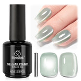 Beetles Misty Green Cat Eye polish with magnetic shimmer for an elegant glassy finish.