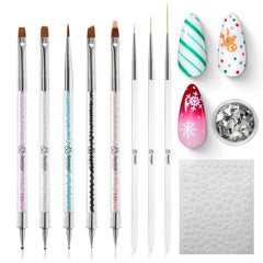 Beetles 8pcs double-headed nail art brushes set for versatile color application and blending.