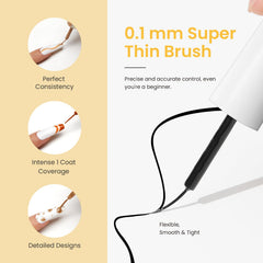 Beetles Nail Art Liner Set white bottle for crisp design lines.