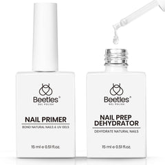 Beetles Nail Dehydrator and Primer bottle pour showing prep for long-lasting wear