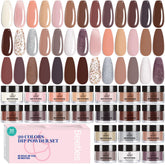 Be Beetles Nail Dip Powder Kit with 20 colors for nude, pink, and glitter finishes.