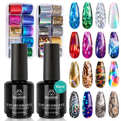 Beetles Nail Foil Art Kit box and foil sheets for at-home nail design