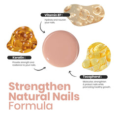 Beetles Jelly Nude polish highlights nail care ingredients for stronger nails.