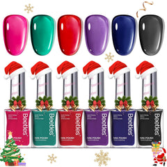 Beetles Gel Polish six-color bottle lineup showing the jelly shades.