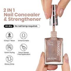 Beetles Nail Strengthener 2in1 brush demonstrates ridges smoothing with a natural shine.