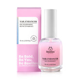 Beetles Nail Strengthener bottle closeup showing a clear finish for natural nails.