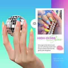 Beetles neon color nails on hands showing bright, even finish