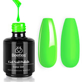 Beetles Neon Green gel polish bottle ready for at-home manicures.