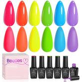 Beetles Neon hot pink gel polish set for vibrant summer manicures.