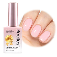 Beetles Nude Pink gel polish bottle close-up showing a natural nude shade and shine