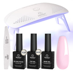 Beetles Nude Pink gel polish kit for at-home manicure with easy application.
