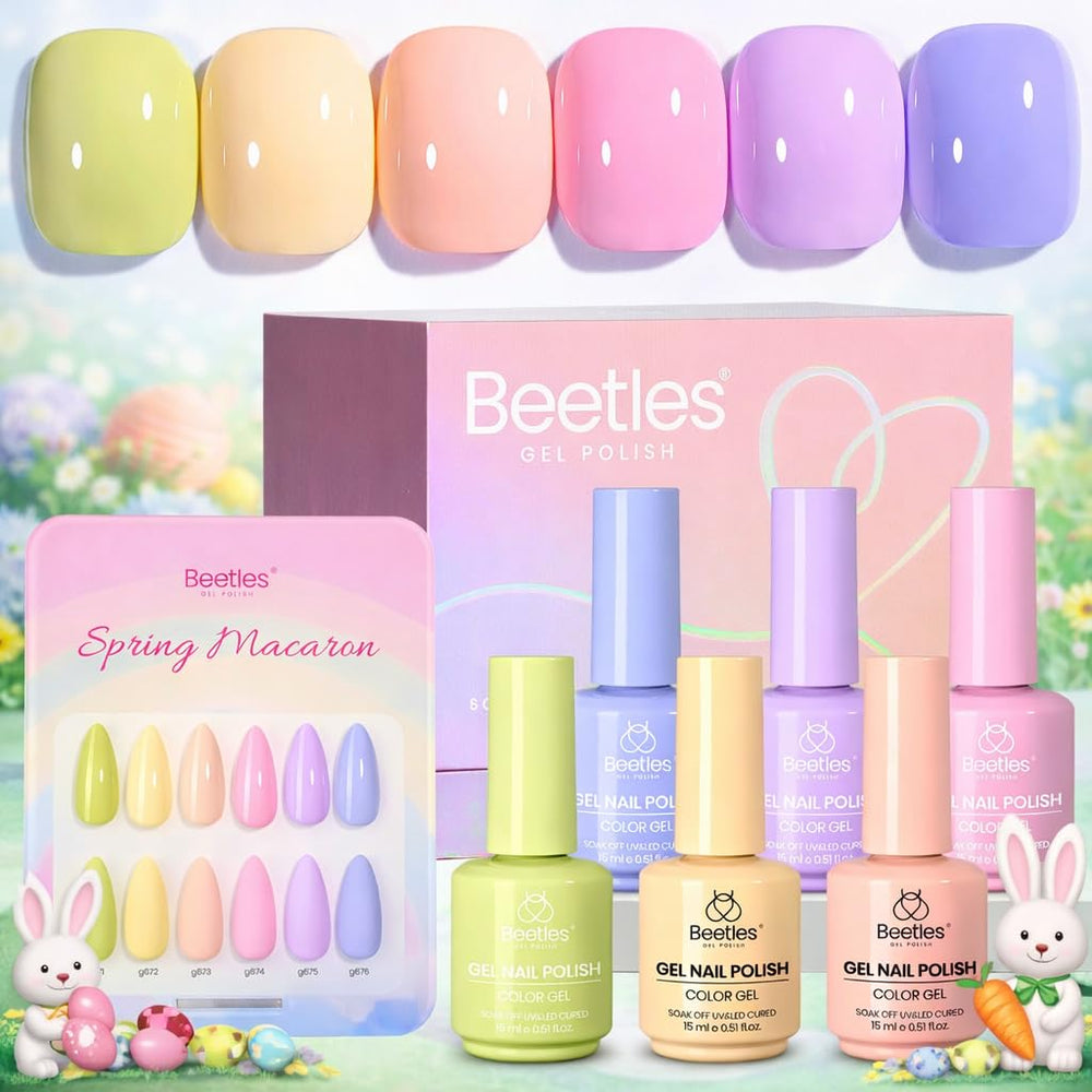 Beetles Pastel Gel Polish Set cap swatch for quick shade matching and design planning.