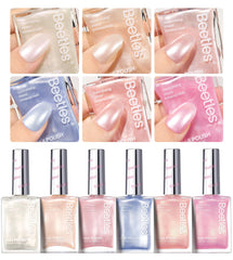 Beetles Pearl Nail Polish Set with six colors, quick-dry shimmer for at-home manicures.