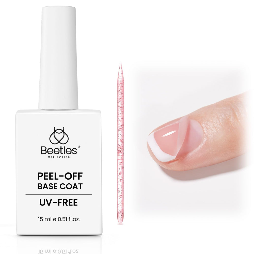 Beetles Peel Off Base Coat bottle for air-dry nails and easy removal.