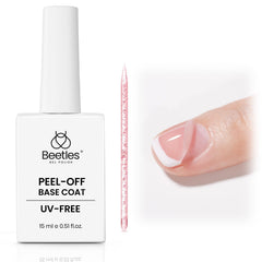 Beetles Peel Off Base Coat bottle for air-dry nails and easy removal.