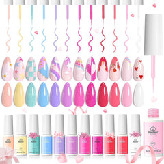 Beetles Pink 12 Colors Gel Liner – precise outlines for nail art