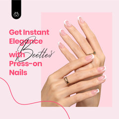 Beetles pink French-tip nails for a precise DIY look.