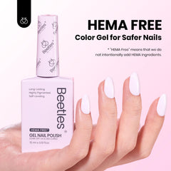 Beetles Pink Gel Polish bottle label for accurate shade viewing.