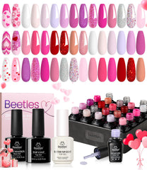 Beetles Pink Gel Polish Set box displaying the full color collection for versatile manicures.
