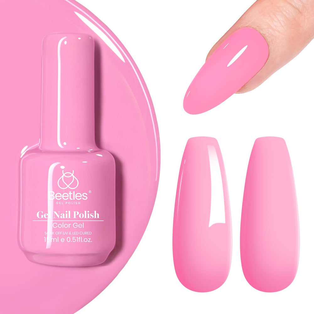 Beetles Pink Gel Polish Silk Rosettes bottle in soft pink shade for spring nails.