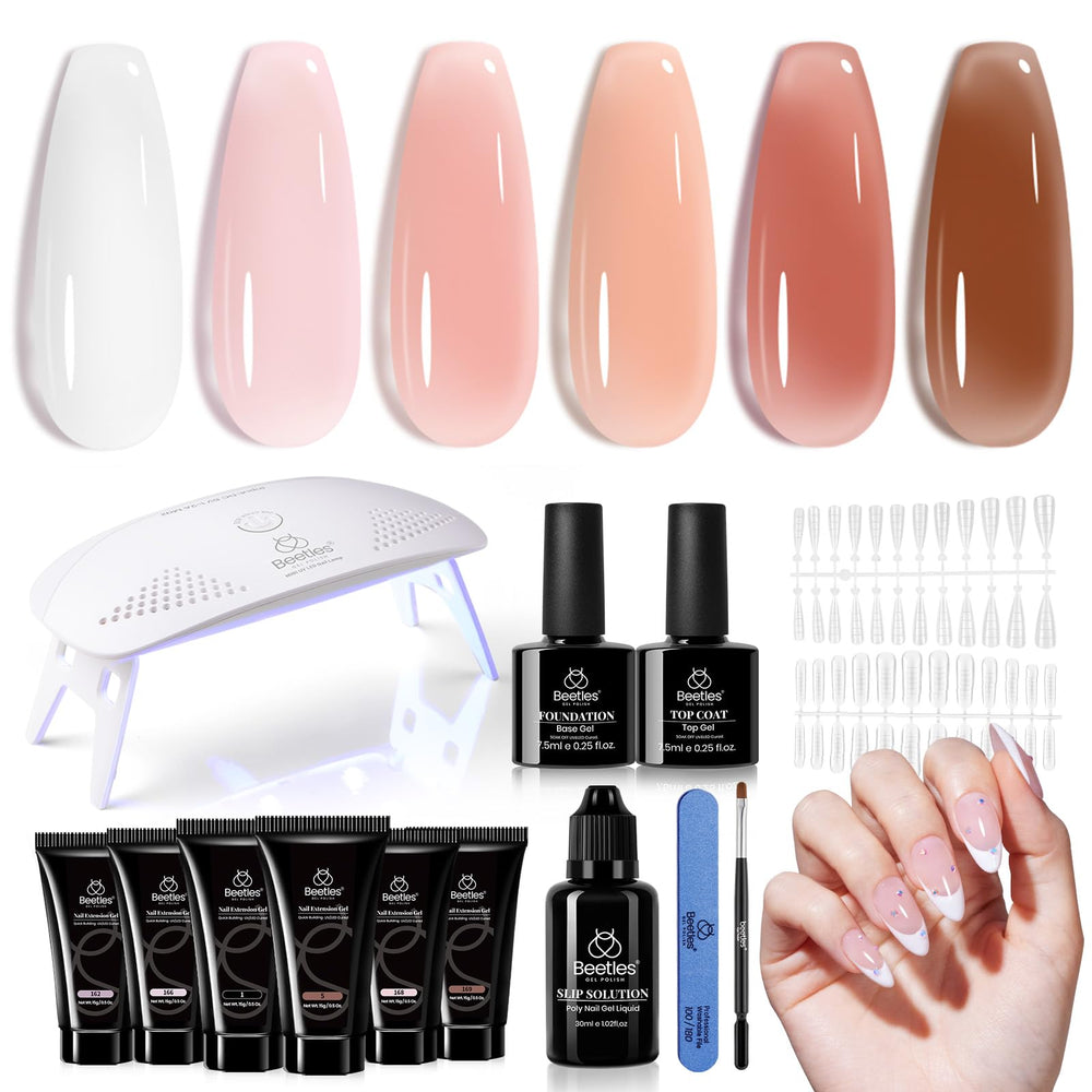 Beetles Poly Nail Gel Kit with six colors for at-home gel extensions