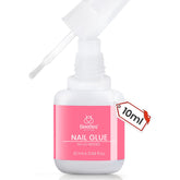 Beetles Press On Nail Glue bottle closeup shows 10ml capacity for strong hold.