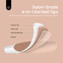 Beetles square French-tip nails in brown offer chic nail art options.