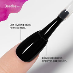 Beetles Pro Gel Top Coat nail shot highlighting crystal-clear coverage and gloss.