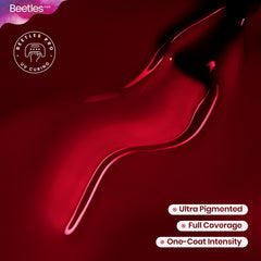 Beetles Pro dark burgundy shade on nail surface for a glossy salon-style finish.