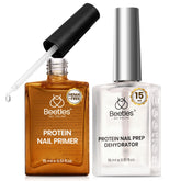 Beetles Protein Nail Prep Dehydrator bottle pour demonstrates even, mess-free application for strong adhesion.
