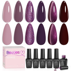 Beetles Purple Gel Nail Polish Set bottles featuring Muse of Midnight shades for at-home manicures