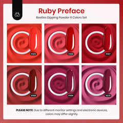 Beetles Red Dip Powder Kit colors displays six glitter shades for DIY manicure variety.