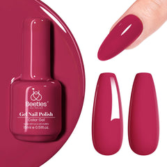 Beetles Red Gel Nail Polish bottle in burgundy for a bold, salon-like manicure.
