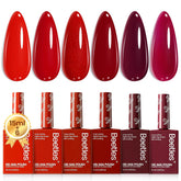 Beetles red gel nail polish set with six colors for salon-quality manicure.