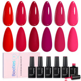 Beetles Crimson Horizon color lineup on display for versatile, long-lasting nails.