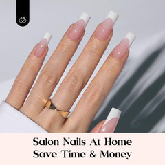 Beetles Rose French nails design layout showing pre designed tips